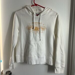 Aeropostale Women's Cream Hoodie with Gold Accents